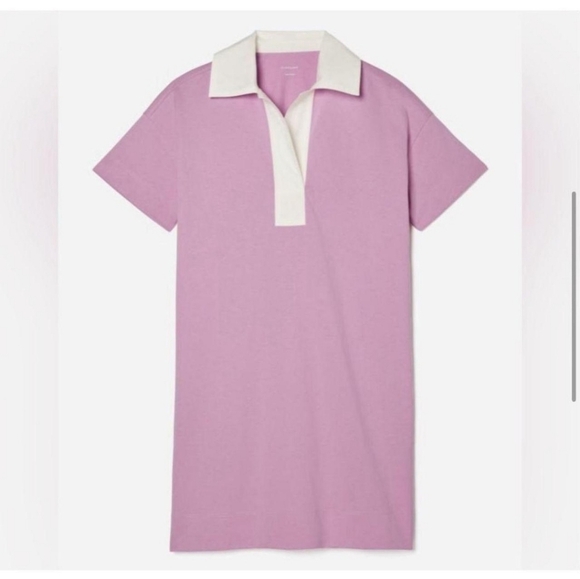NWT Everlane Womens Polo Dress 100% Organic Cotton Preppy Collared Pink Sz Small - Picture 4 of 16